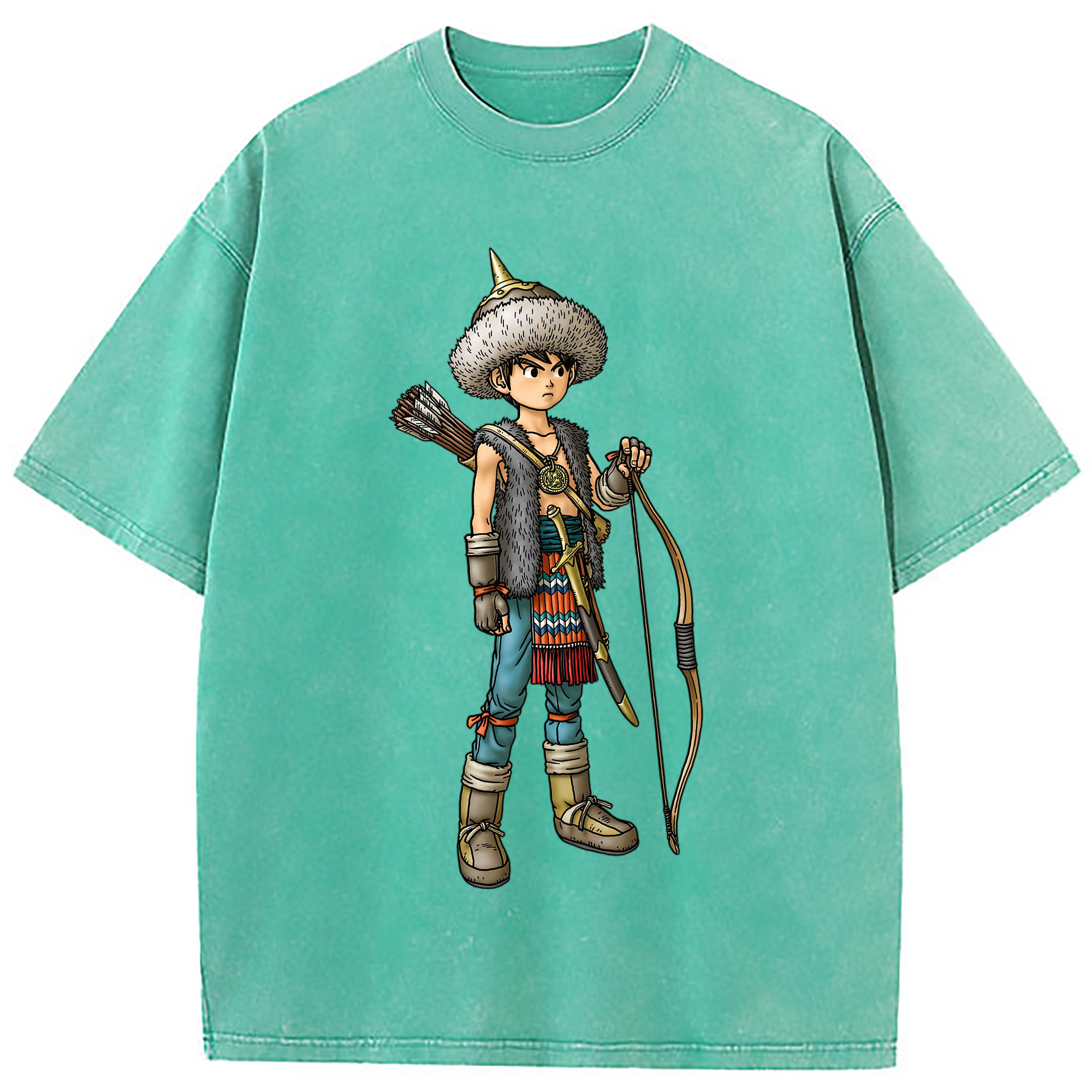 （画像用） ドラゴンクエスト Doragon Kuesuto Dragon Quest 綿100% ヴィンテージ風 半袖Tシャツ（フロントプリント）